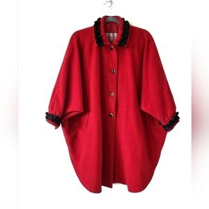 Vintage Red Wool Swing Coat
